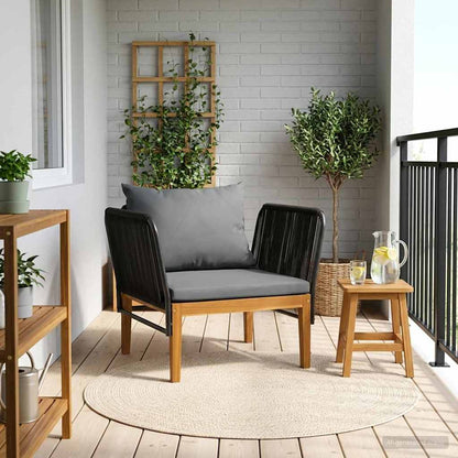 vidaXL Garden Chair with Cushions Solid Acacia Wood & Rope Natural