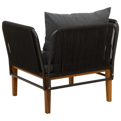 vidaXL Garden Chair with Cushions Solid Acacia Wood & Rope Natural