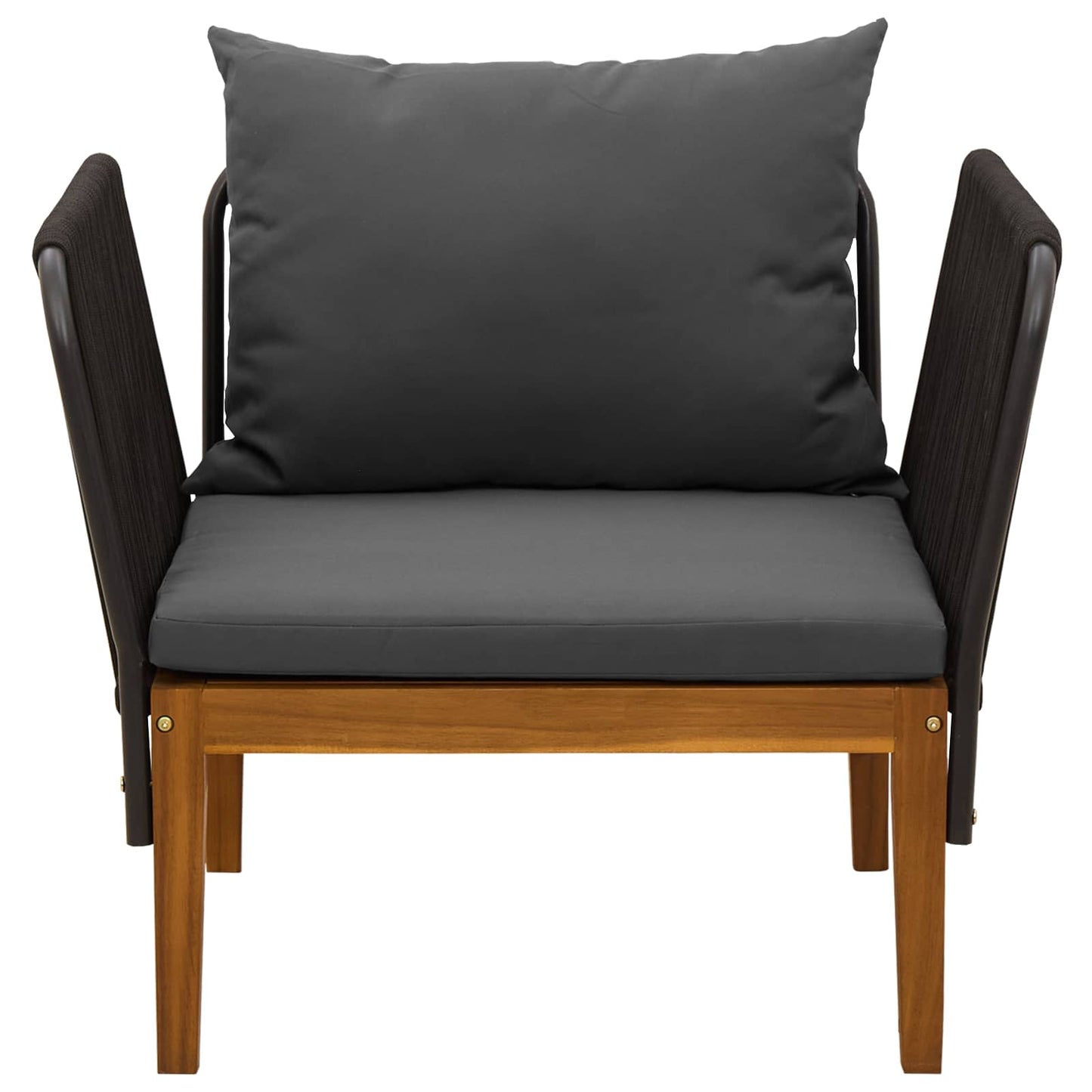 vidaXL Garden Chair with Cushions Solid Acacia Wood & Rope Natural