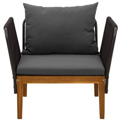 vidaXL Garden Chair with Cushions Solid Acacia Wood & Rope Natural