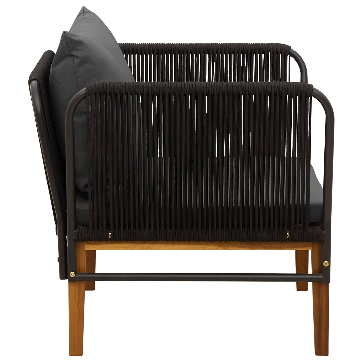 vidaXL Garden Chair with Cushions Solid Acacia Wood & Rope Natural