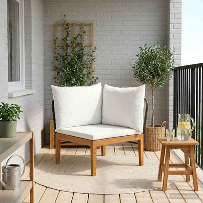 vidaXL Garden Corner Sofa with Cushions Solid Acacia Wood & Rope