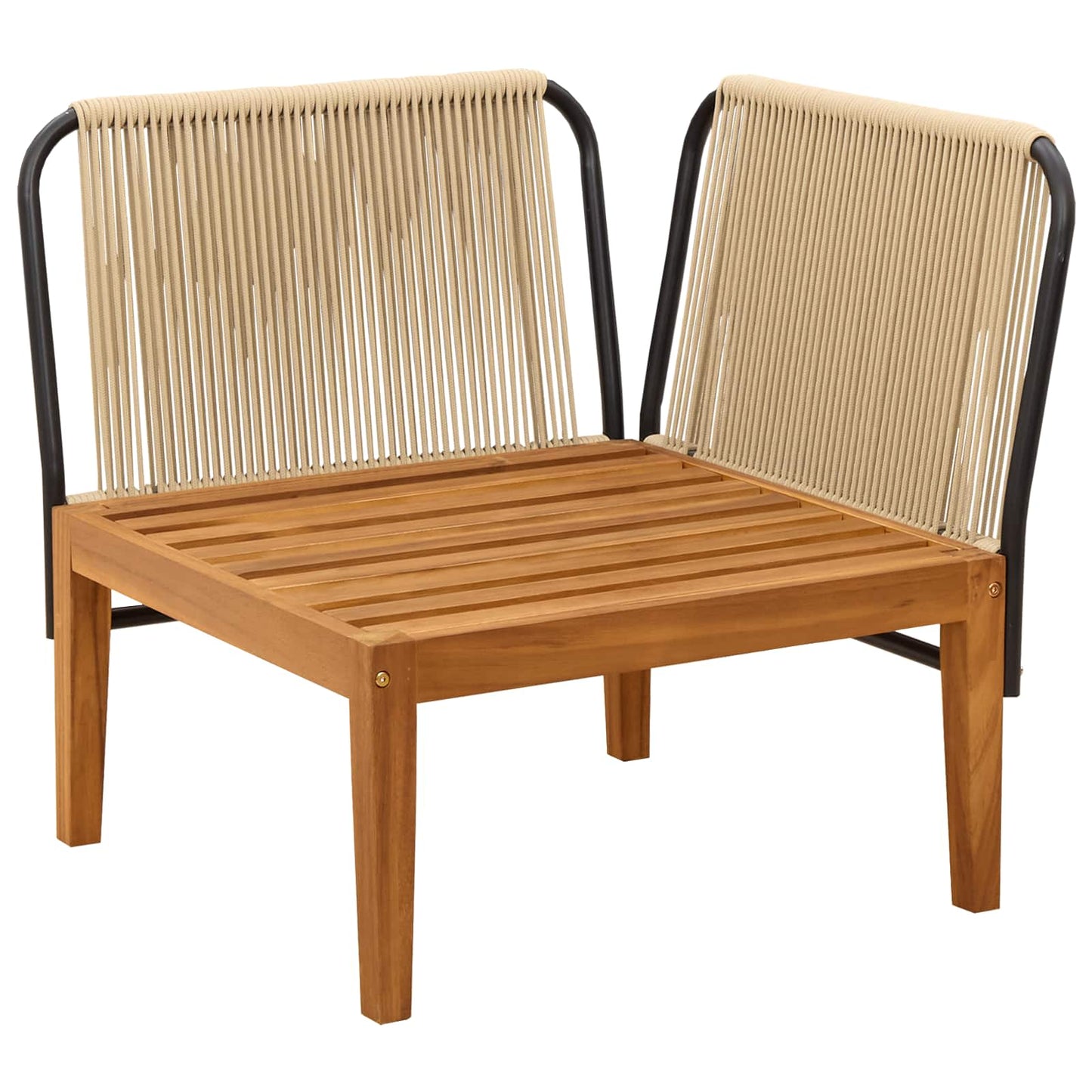 vidaXL Garden Corner Sofa with Cushions Solid Acacia Wood & Rope