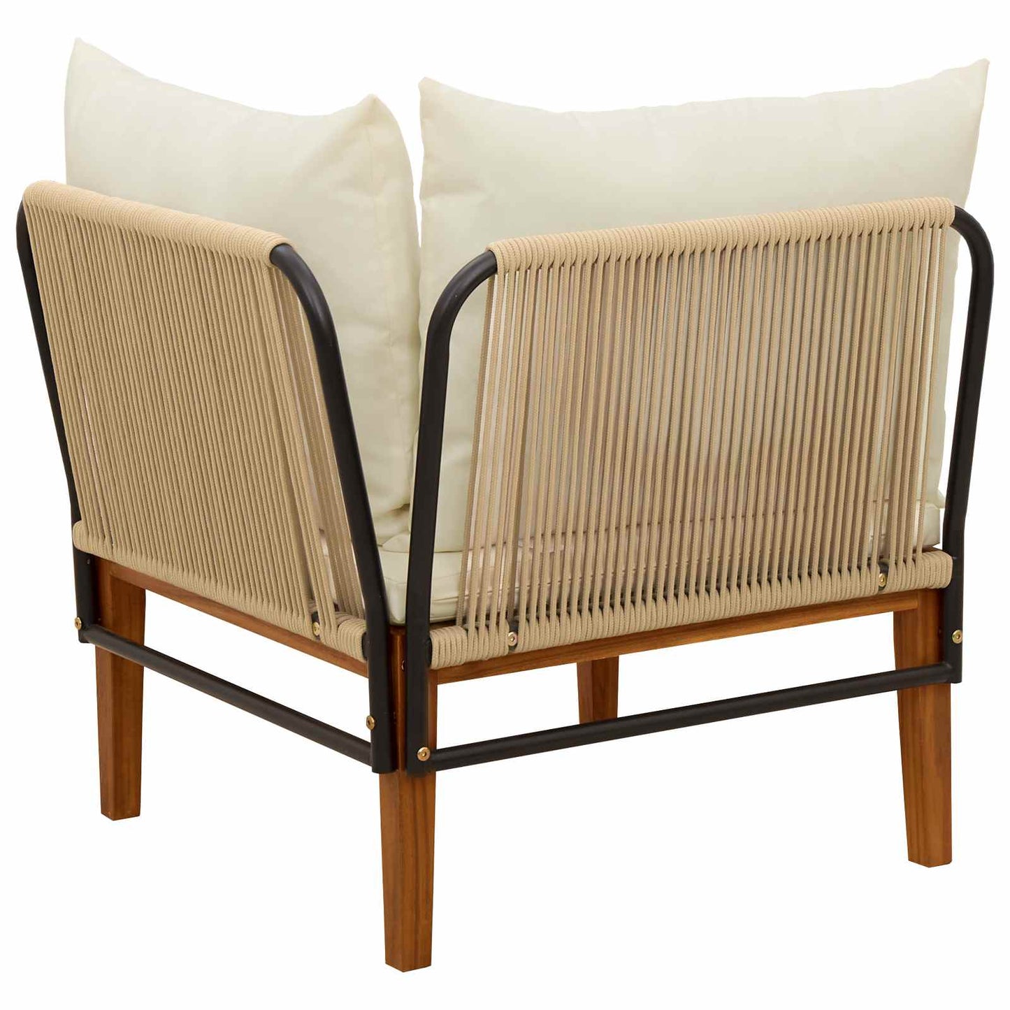 vidaXL Garden Corner Sofa with Cushions Solid Acacia Wood & Rope