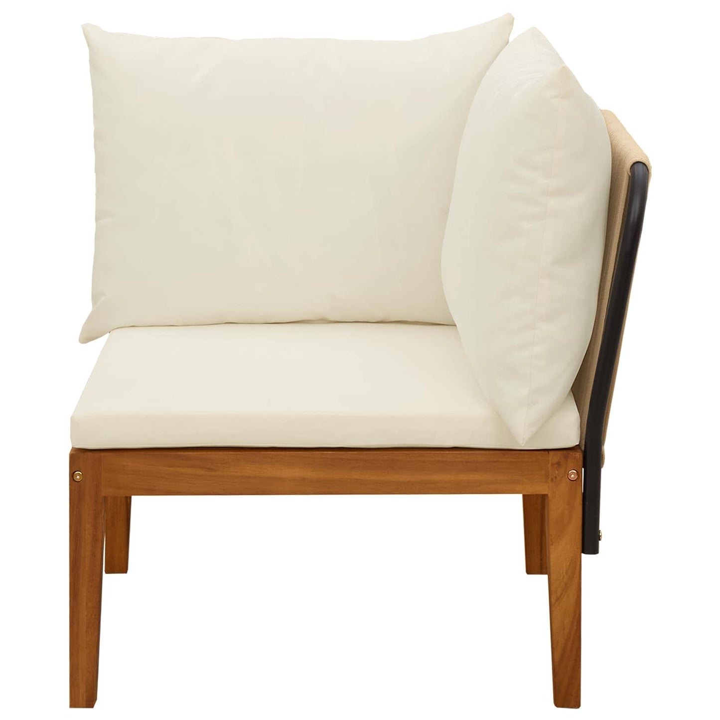 vidaXL Garden Corner Sofa with Cushions Solid Acacia Wood & Rope