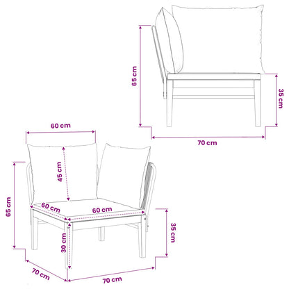 vidaXL Garden Corner Sofa with Cushions Solid Acacia Wood & Rope