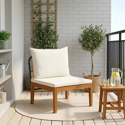 vidaXL Garden Middle Sofa with Cushions Solid Acacia Wood & Rope