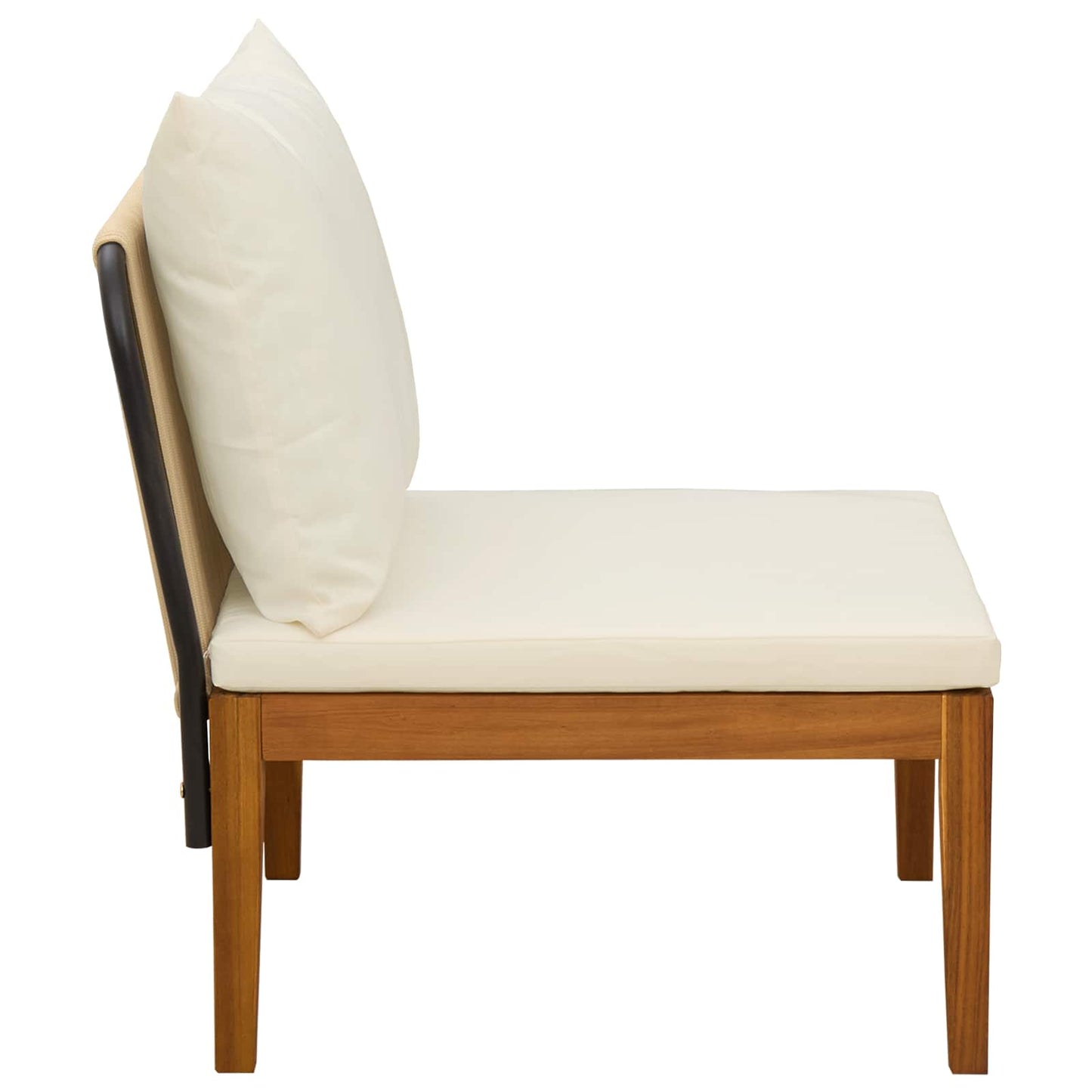 vidaXL Garden Middle Sofa with Cushions Solid Acacia Wood & Rope