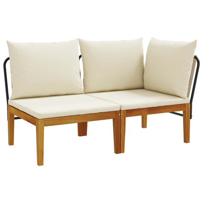 vidaXL 2 pcs Garden Lounge Set with Cushions Solid Acacia Wood & Rope