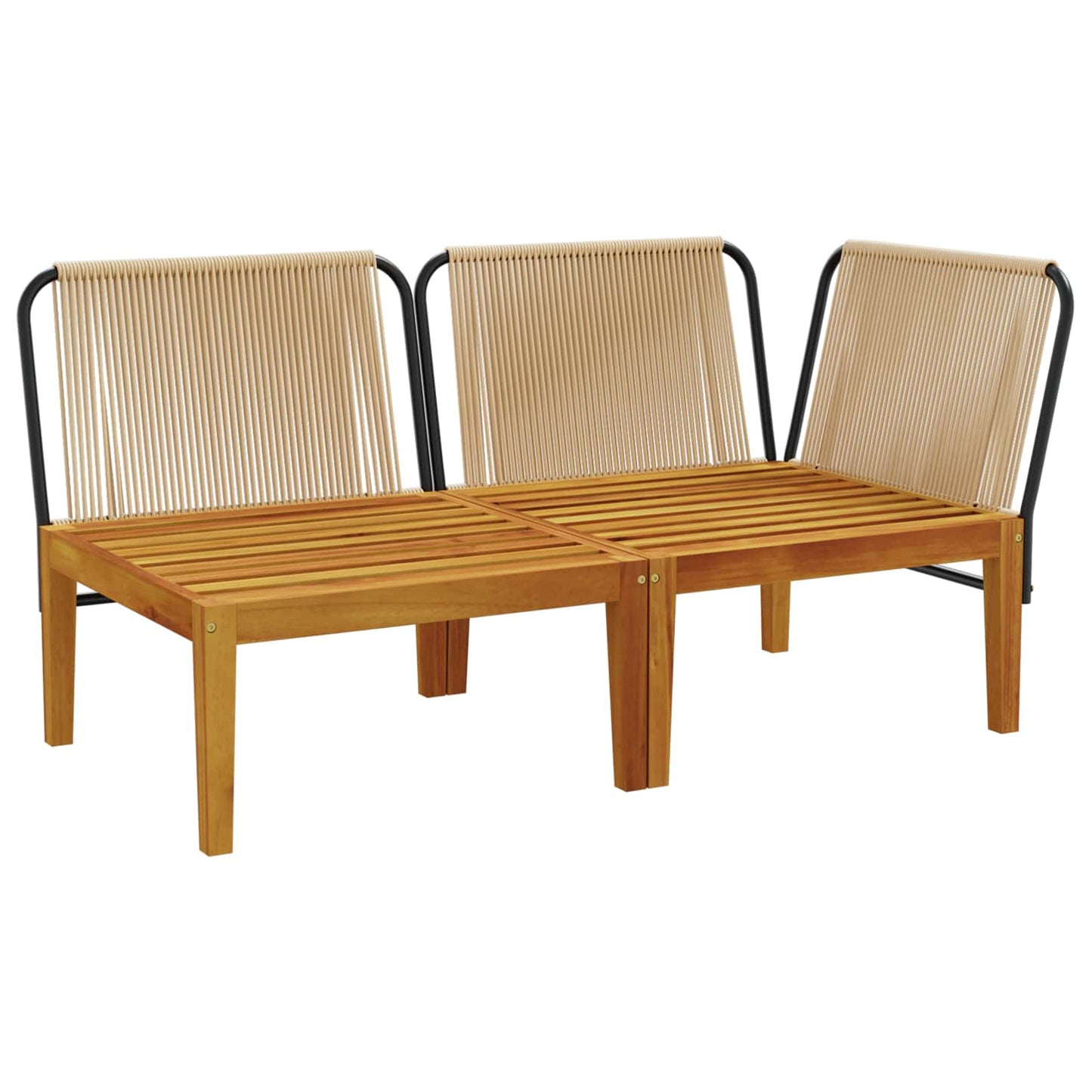vidaXL 2 pcs Garden Lounge Set with Cushions Solid Acacia Wood & Rope