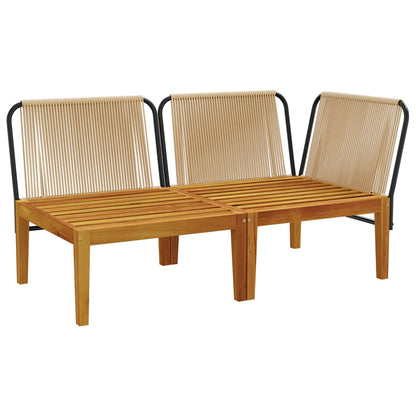 vidaXL 2 pcs Garden Lounge Set with Cushions Solid Acacia Wood & Rope