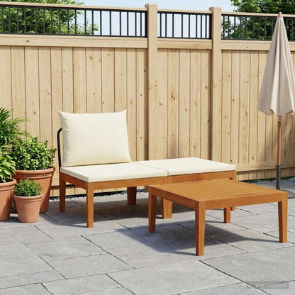 vidaXL 3 pcs Garden Lounge Set with Cushions Solid Acacia Wood & Rope