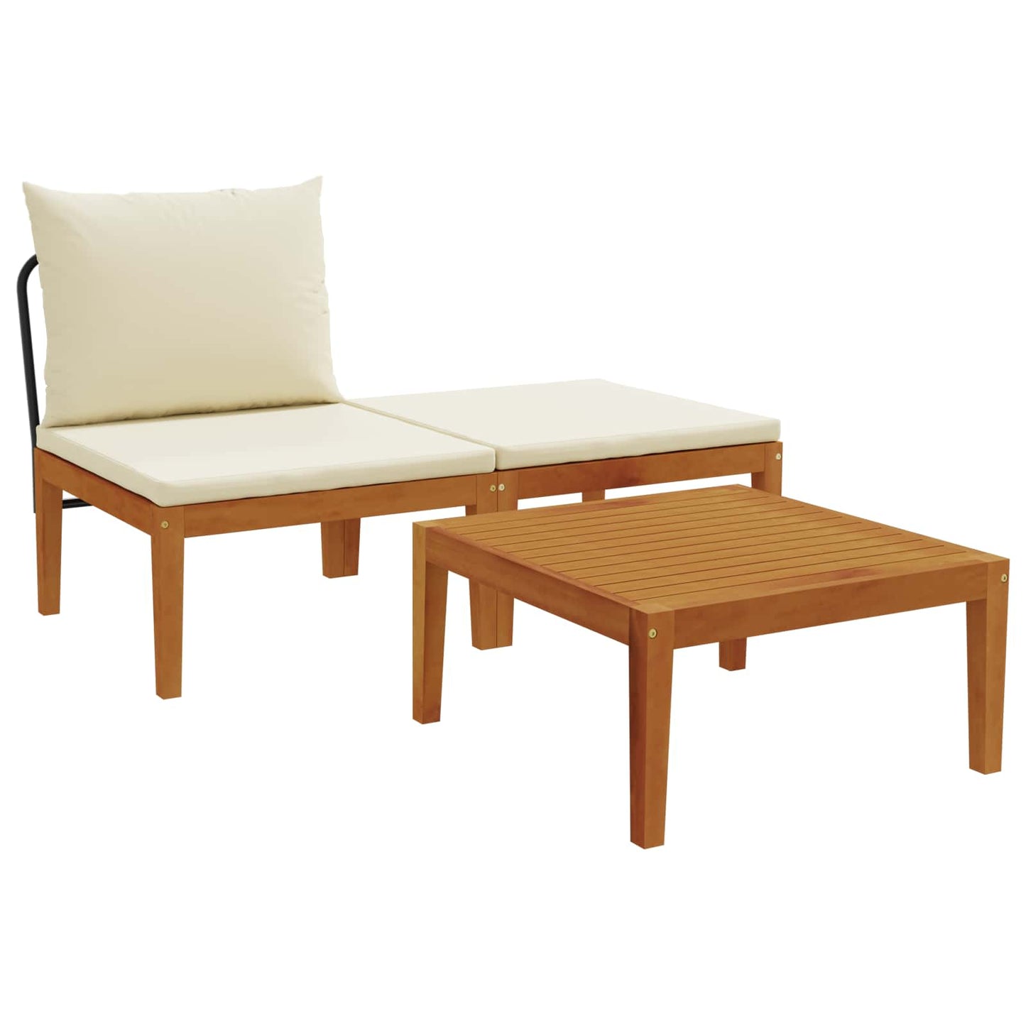 vidaXL 3 pcs Garden Lounge Set with Cushions Solid Acacia Wood & Rope