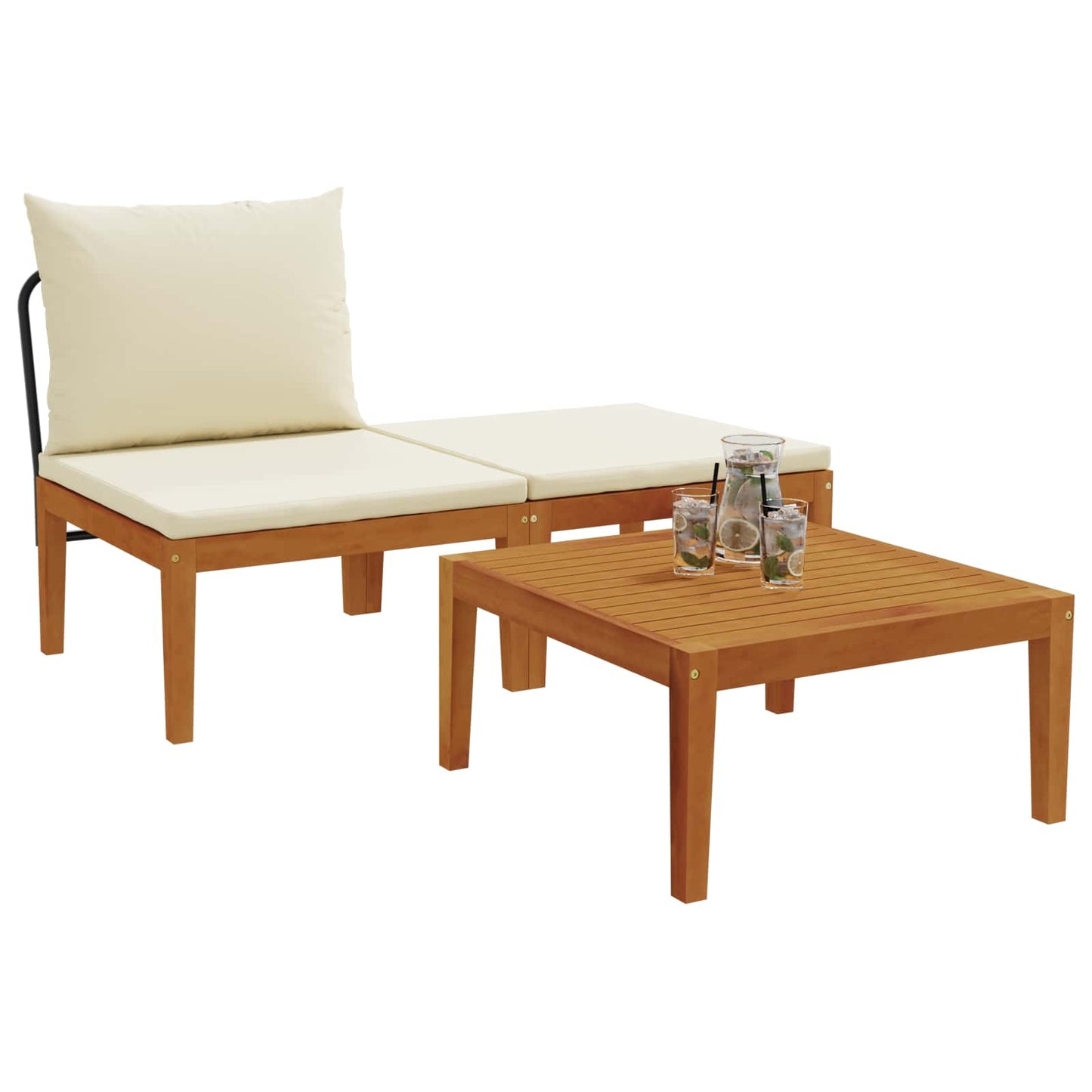 vidaXL 3 pcs Garden Lounge Set with Cushions Solid Acacia Wood & Rope