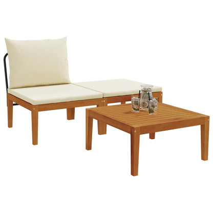 vidaXL 3 pcs Garden Lounge Set with Cushions Solid Acacia Wood & Rope