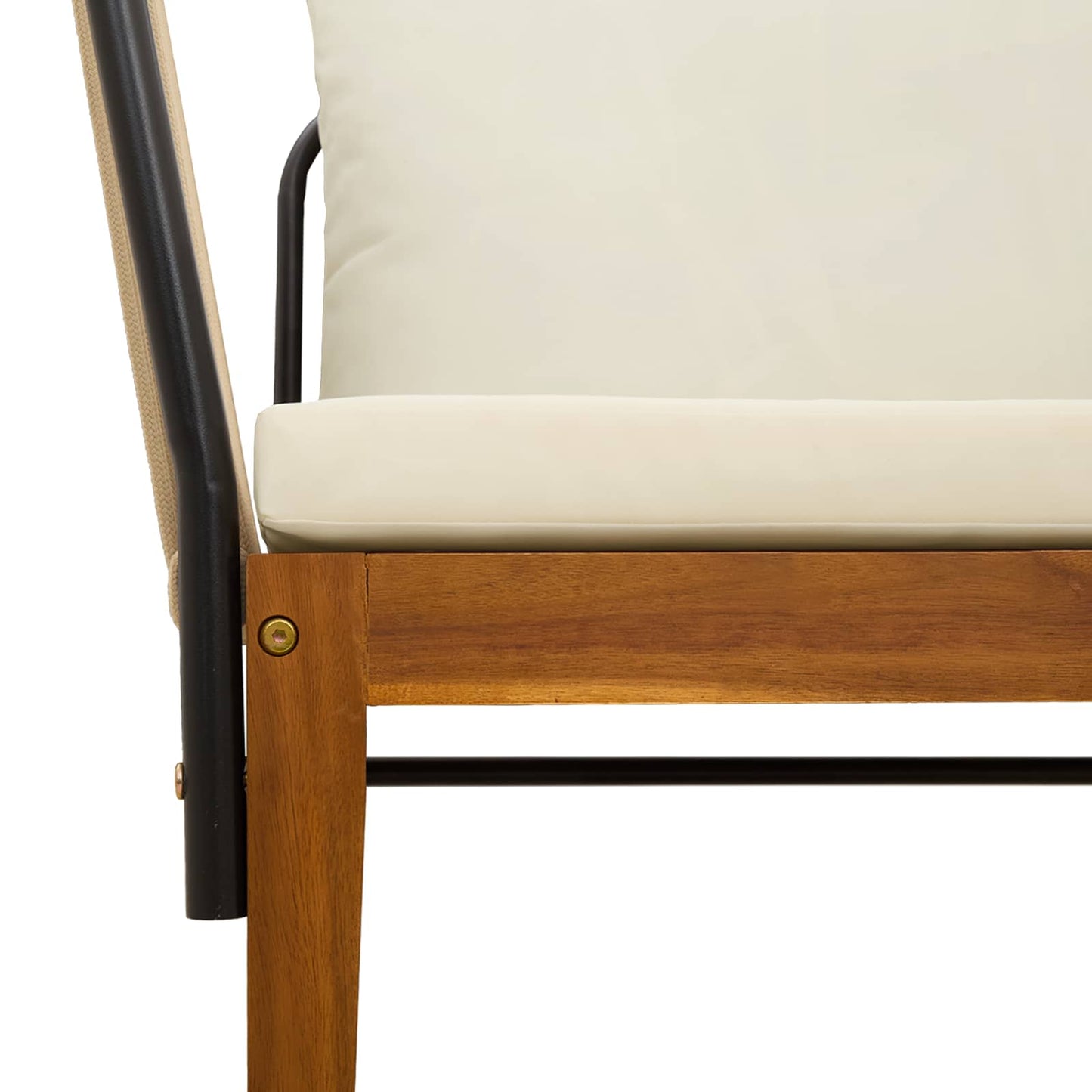 vidaXL Garden Chair with Cushions Solid Acacia Wood & Rope Natural