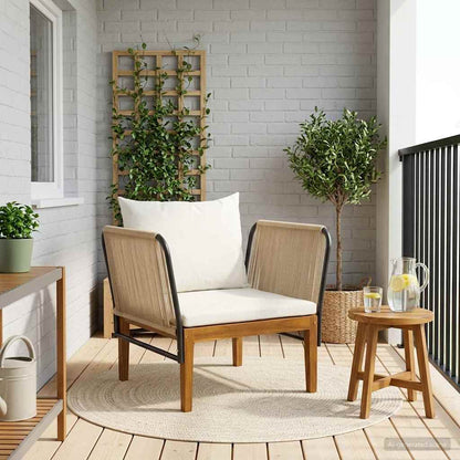 vidaXL Garden Chair with Cushions Solid Acacia Wood & Rope Natural
