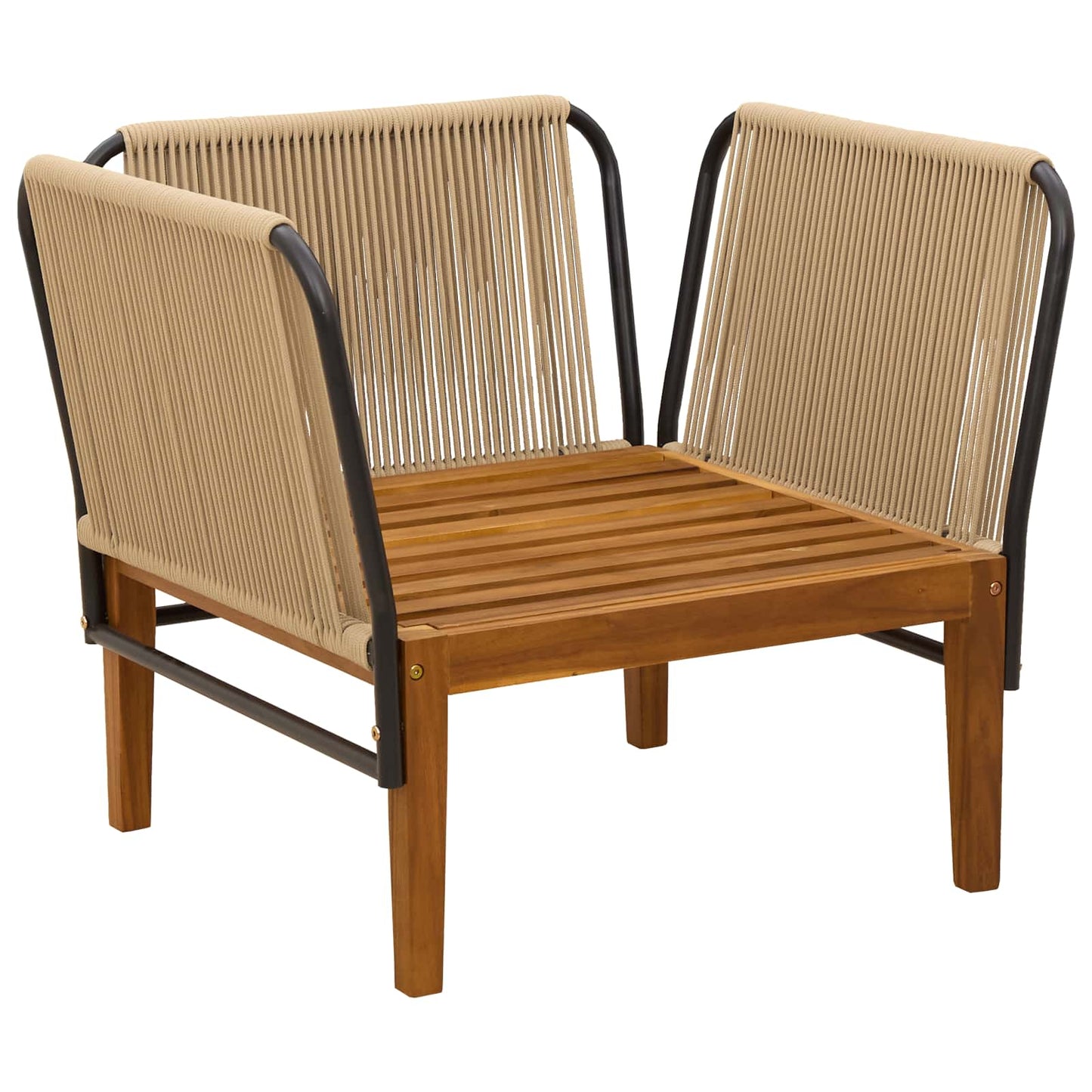 vidaXL Garden Chair with Cushions Solid Acacia Wood & Rope Natural