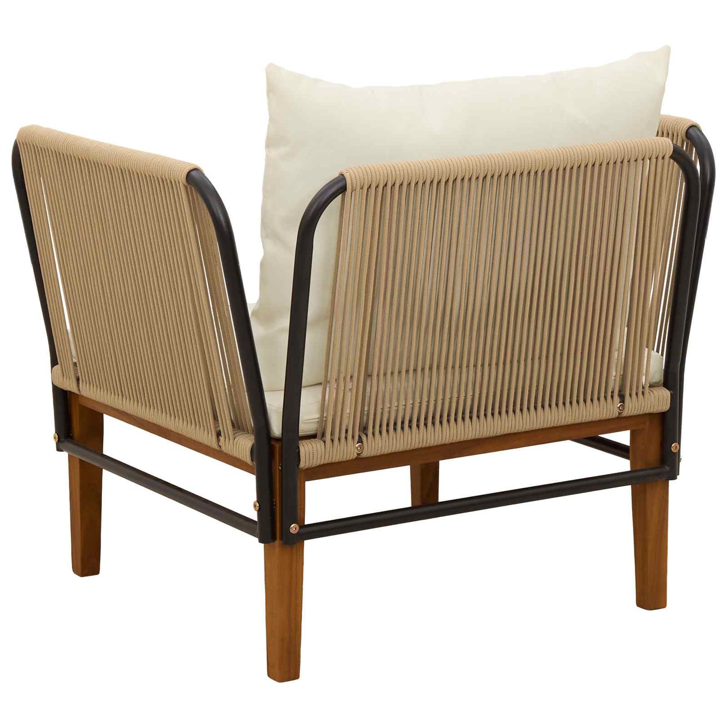 vidaXL Garden Chair with Cushions Solid Acacia Wood & Rope Natural