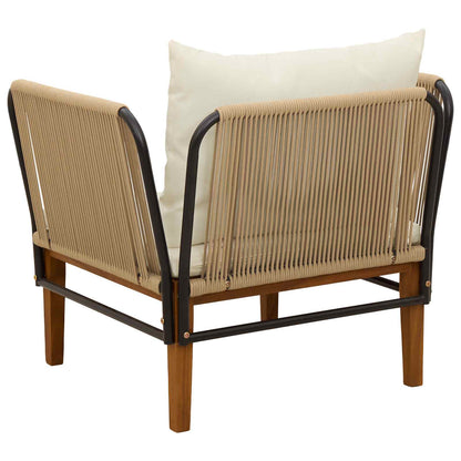 vidaXL Garden Chair with Cushions Solid Acacia Wood & Rope Natural