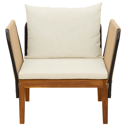 vidaXL Garden Chair with Cushions Solid Acacia Wood & Rope Natural