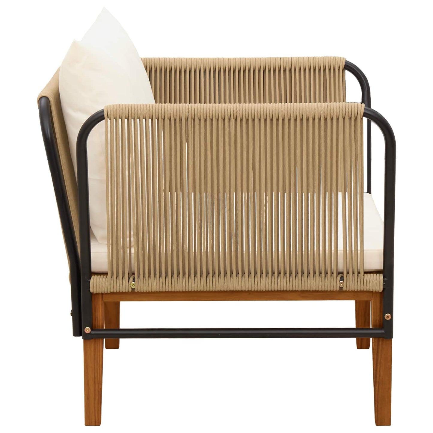 vidaXL Garden Chair with Cushions Solid Acacia Wood & Rope Natural