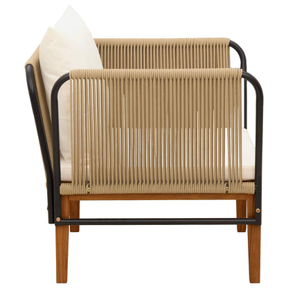 vidaXL Garden Chair with Cushions Solid Acacia Wood & Rope Natural