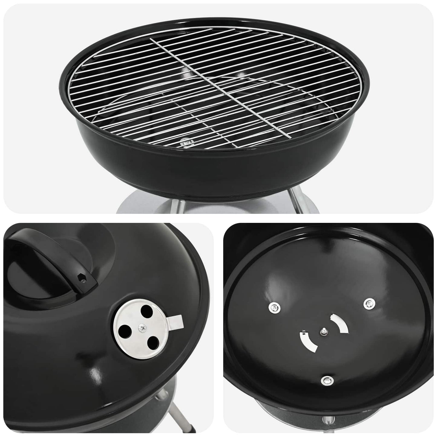 vidaXL Charcoal Grill Black 36.5 x 36.5 x 40 cm
