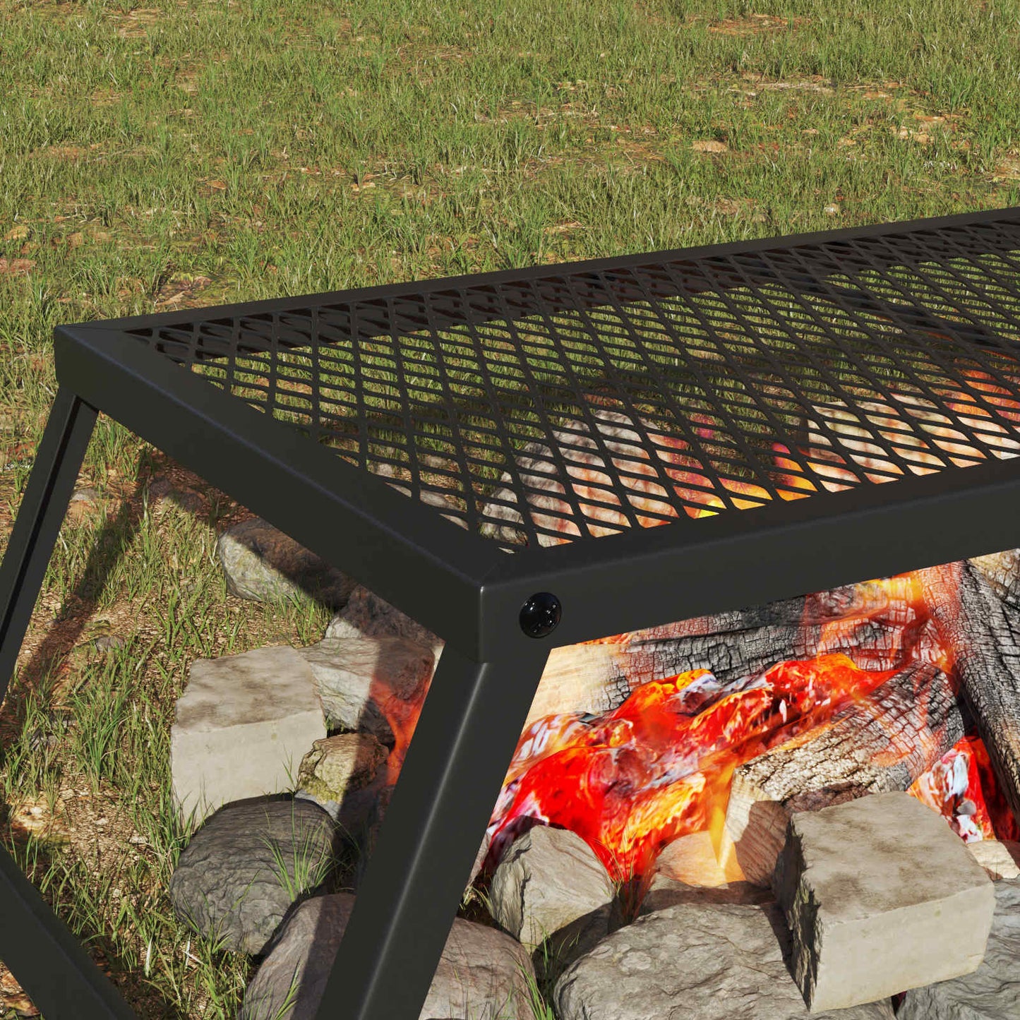 vidaXL Foldable Camping Grill Folding Black 58 x 31 x 2 cm Alloy Steel