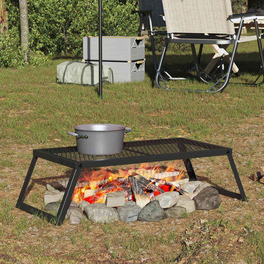 vidaXL Foldable Camping Grill Folding Black 58 x 31 x 2 cm Alloy Steel