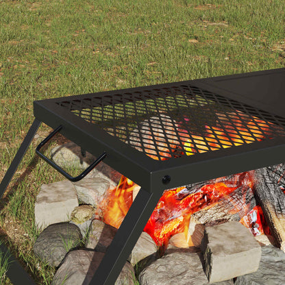 vidaXL Foldable Camping Grill Black 31.5 x 26.5 x 4 cm Alloy Steel