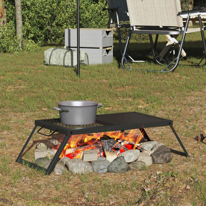 vidaXL Foldable Camping Grill Black 31.5 x 26.5 x 4 cm Alloy Steel