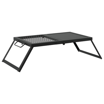 vidaXL Foldable Camping Grill Black 31.5 x 26.5 x 4 cm Alloy Steel