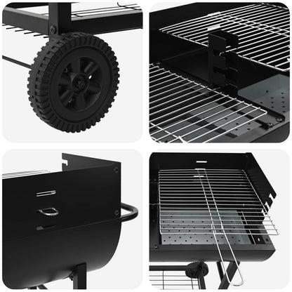 vidaXL Charcoal grill Adjustable Black 96.5 x 42.5 x 88.5 cm