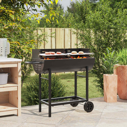 vidaXL Charcoal grill Adjustable Black 96.5 x 42.5 x 88.5 cm