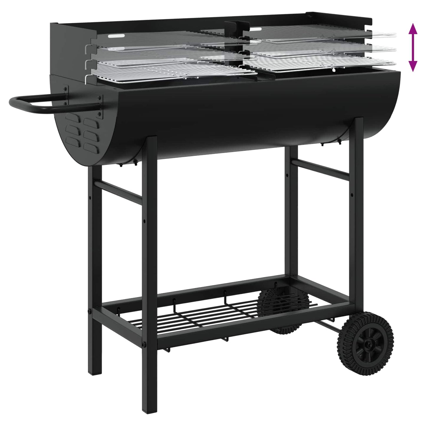 vidaXL Charcoal grill Adjustable Black 96.5 x 42.5 x 88.5 cm