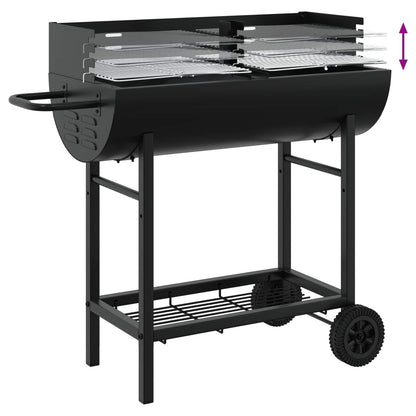 vidaXL Charcoal grill Adjustable Black 96.5 x 42.5 x 88.5 cm