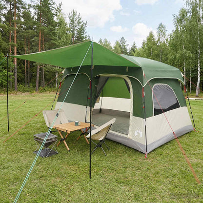 vidaXL Family Tent with Roof Green 320 x 210 x 180 cm Polyester
