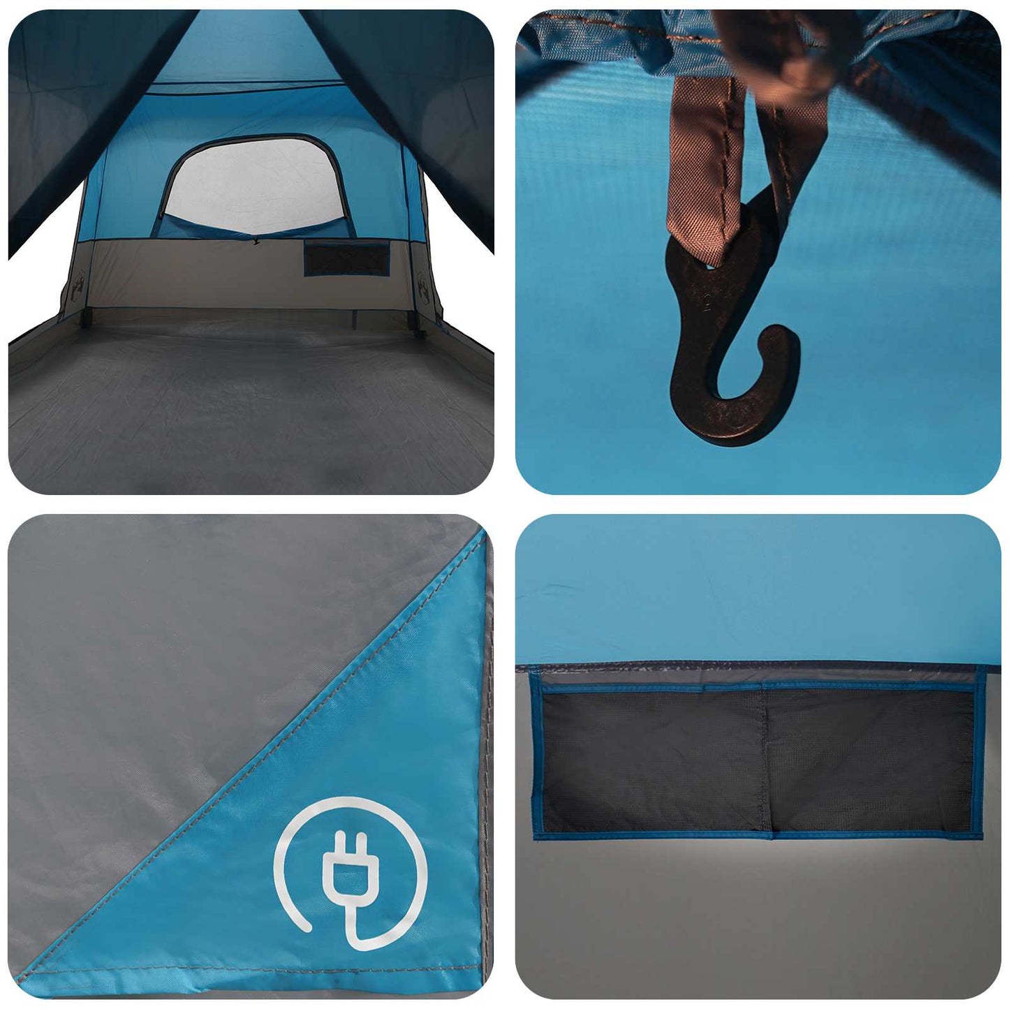 vidaXL Family Tent with Roof Blue 320 x 210 x 180 cm Polyester