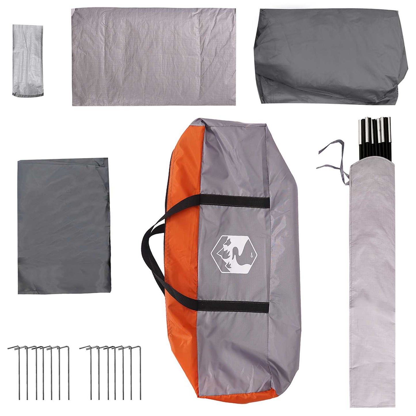 vidaXL Family Tent Grey and Orange 320 x 210 x 180 cm Polyester