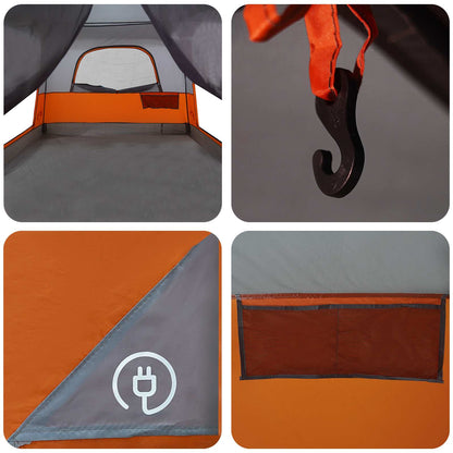 vidaXL Family Tent Grey and Orange 320 x 210 x 180 cm Polyester