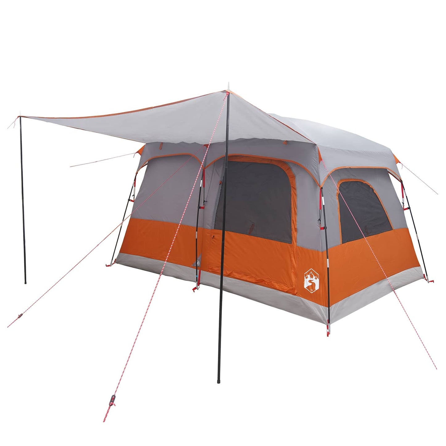 vidaXL Family Tent Grey and Orange 320 x 210 x 180 cm Polyester