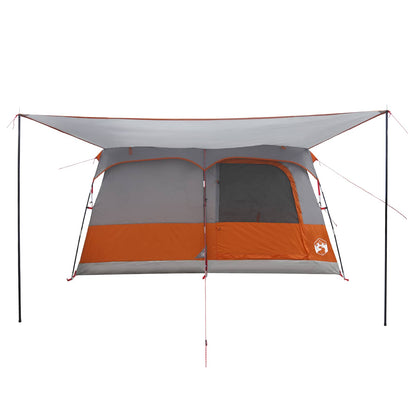 vidaXL Family Tent Grey and Orange 320 x 210 x 180 cm Polyester