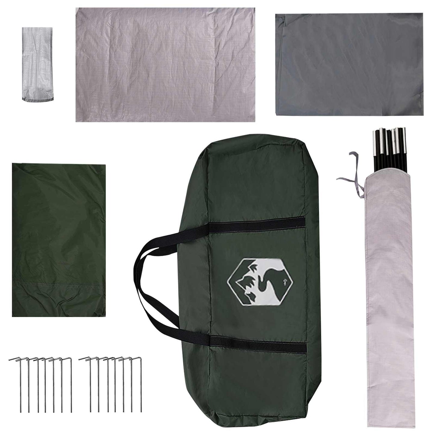 vidaXL Family Tent with Roof Army Green 320 x 210 x 180 cm Polyester