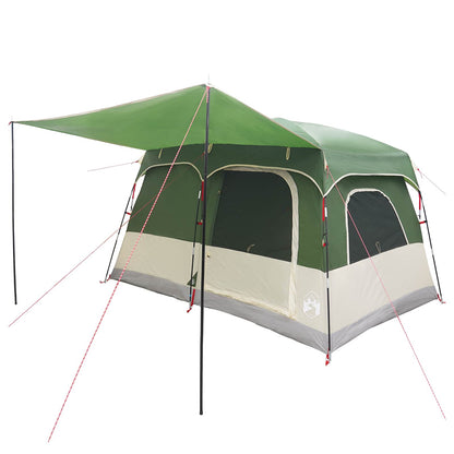 vidaXL Family Tent with Roof Green 380 x 260 x 190 cm Polyester