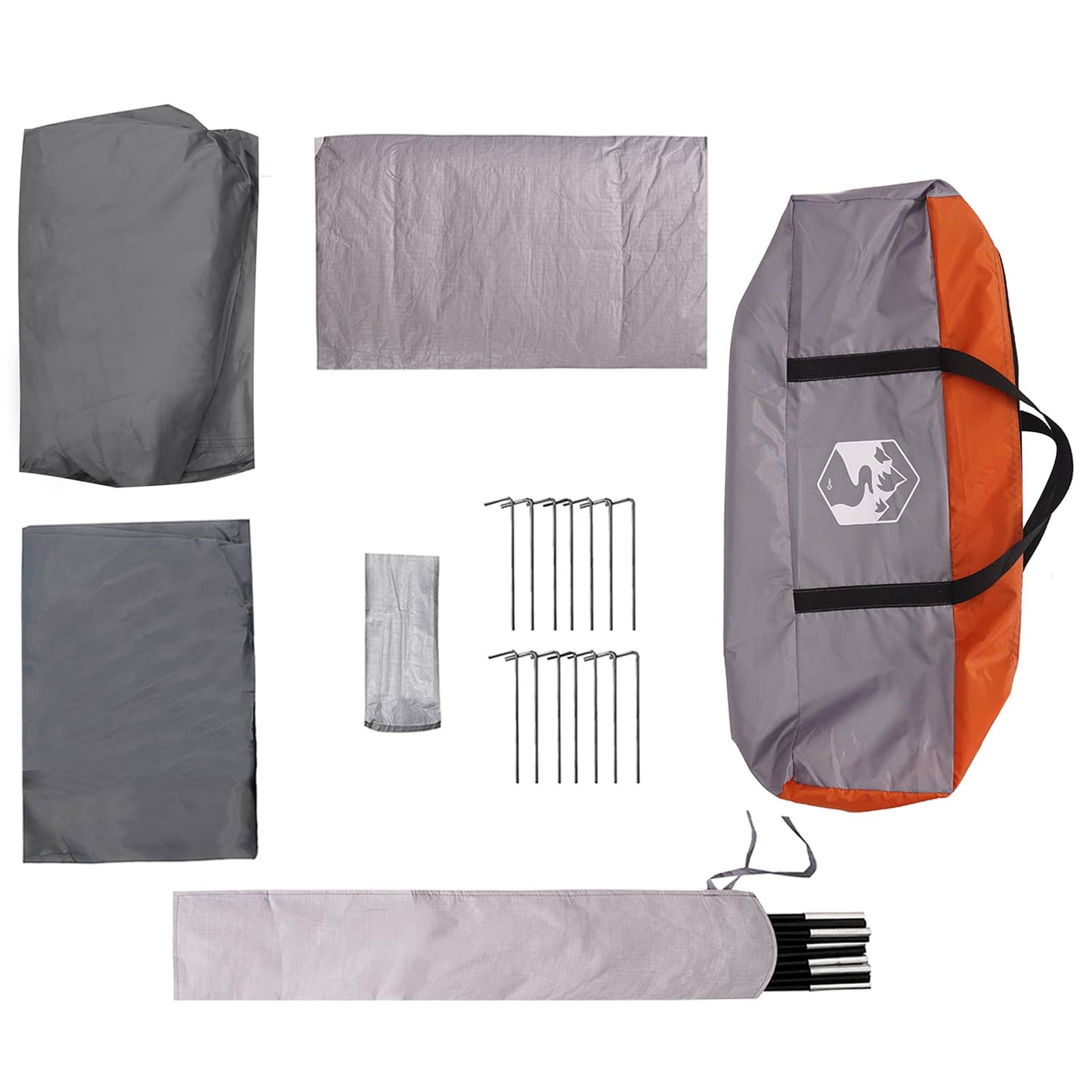 vidaXL Family Tent Grey and Orange 380 x 260 x 190 cm Polyester