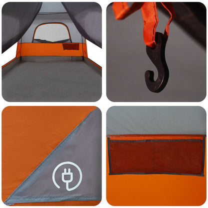 vidaXL Family Tent Grey and Orange 380 x 260 x 190 cm Polyester