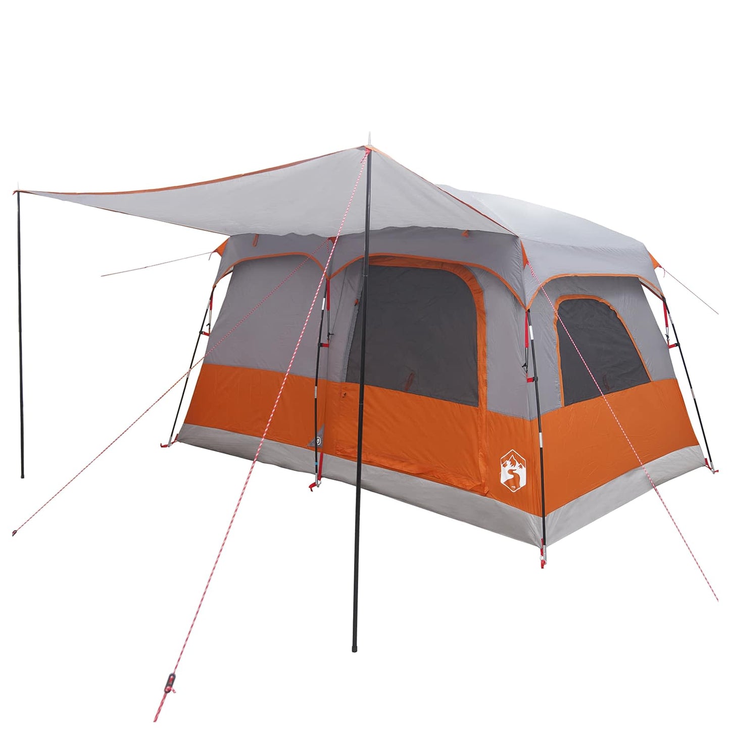 vidaXL Family Tent Grey and Orange 380 x 260 x 190 cm Polyester