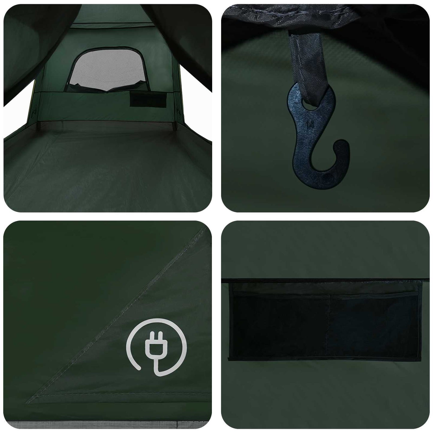 vidaXL Family Tent with Roof Army Green 380 x 260 x 190 cm Polyester