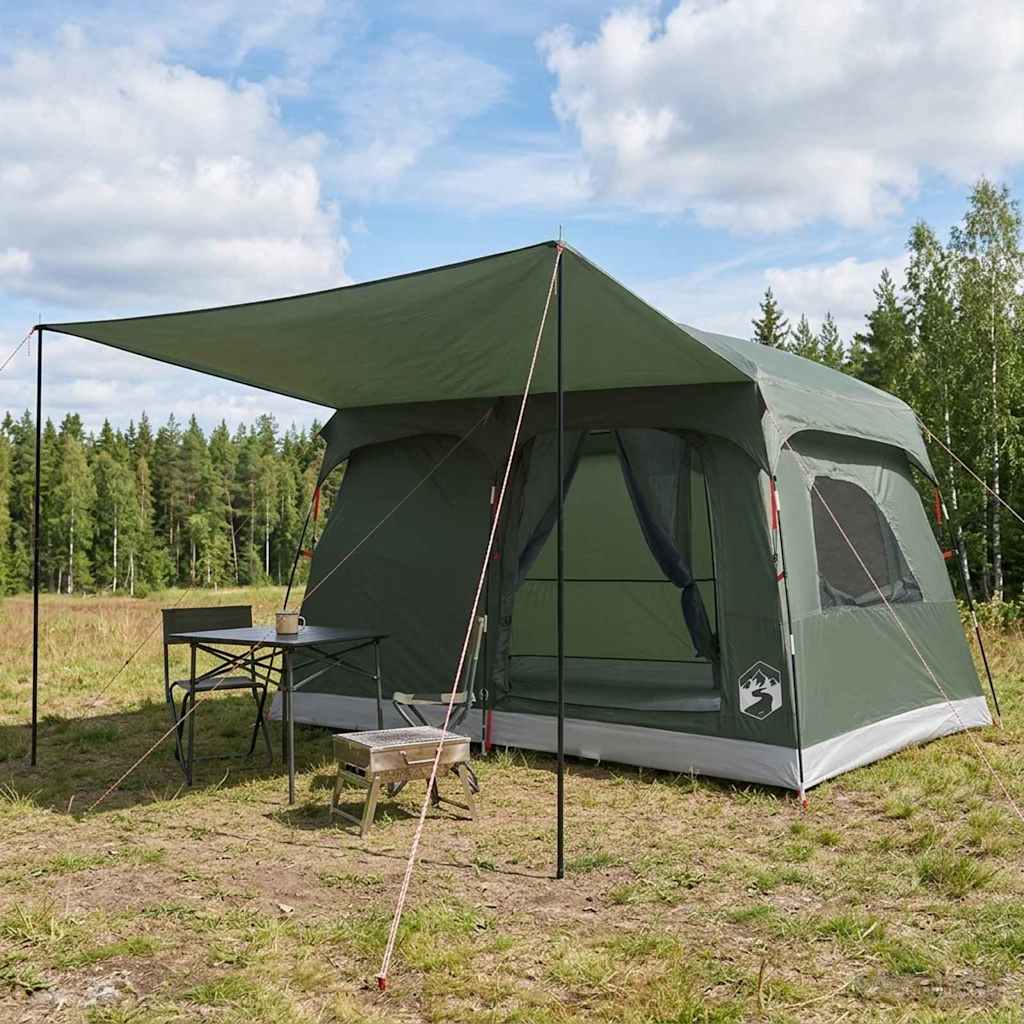 vidaXL Family Tent with Roof Army Green 380 x 260 x 190 cm Polyester